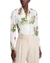 Kobi Halperin Palm Silk Blend Floral Blouse In White