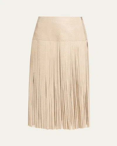 Kobi Halperin Parker Leather Fringe Skirt In Neutral