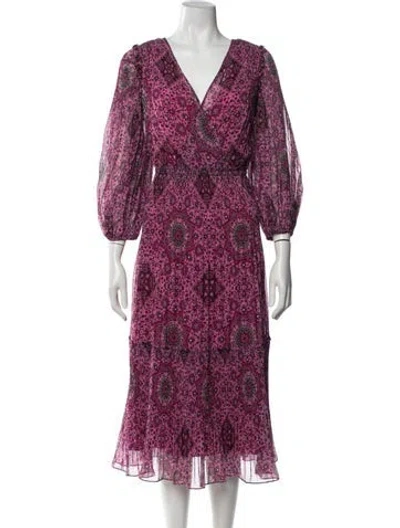 Pre-owned Kobi Halperin Patterned Midi Length Dress In Purple