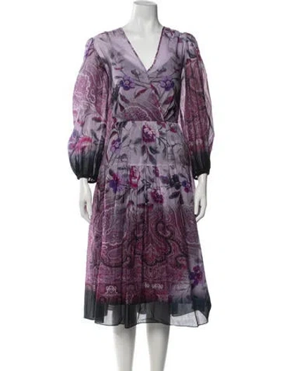 Pre-owned Kobi Halperin Patterned Midi Length Dress In Purple