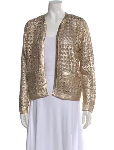 Pre-owned Kobi Halperin Patterned Open Front Sweater In Neutral