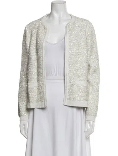 Pre-owned Kobi Halperin Patterned Open Front Sweater In Neutrals