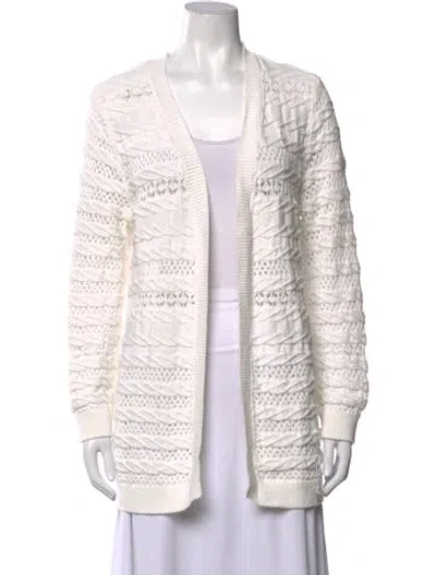 Pre-owned Kobi Halperin Patterned Open Front Sweater In White