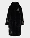 Kobi Halperin Peggy Crystal Applique Faux Fur Coat In Black