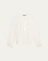 Kobi Halperin Poppi Tie-neck Fringe Chiffon Blouse In Ivory