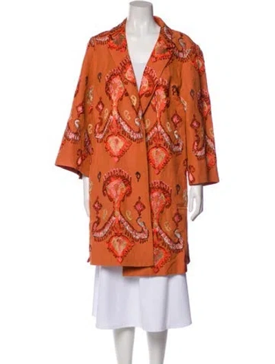 Pre-owned Kobi Halperin Printed Coat In Orange