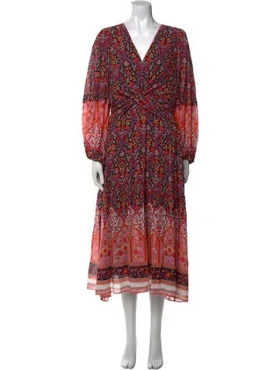 Pre-owned Kobi Halperin Printed Long Dress In Black