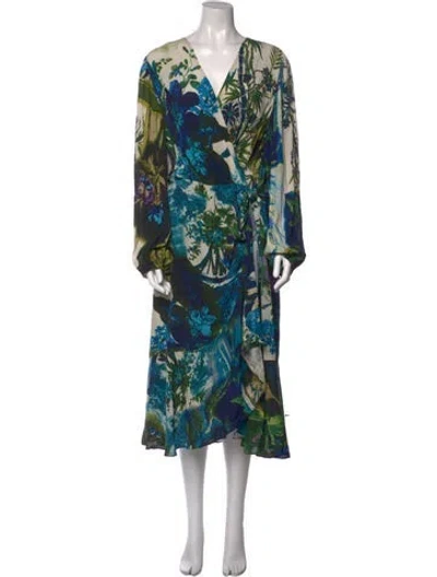 Pre-owned Kobi Halperin Printed Long Dress In Blue