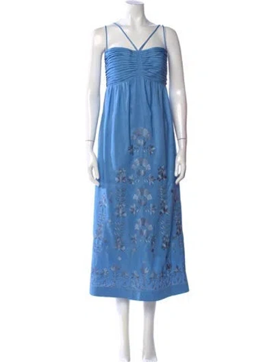 Pre-owned Kobi Halperin Printed Long Dress In Blue