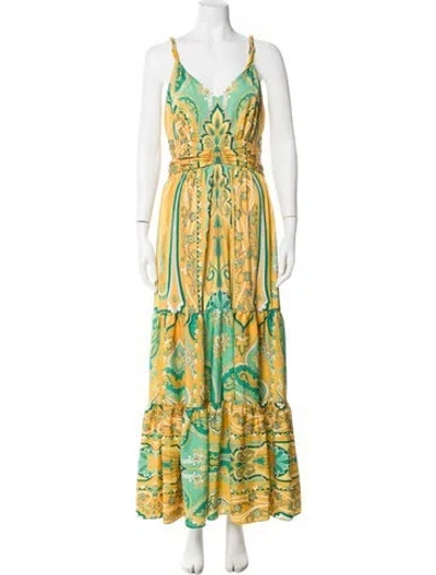 Pre-owned Kobi Halperin Printed Long Dress W/ Tags In Yellow