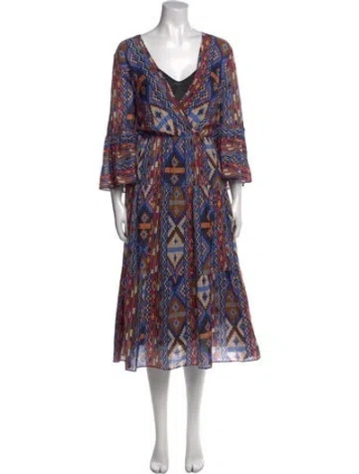 Pre-owned Kobi Halperin Printed Midi Length Dress In Blue