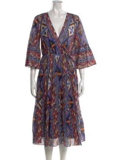 Pre-owned Kobi Halperin Printed Midi Length Dress In Blue