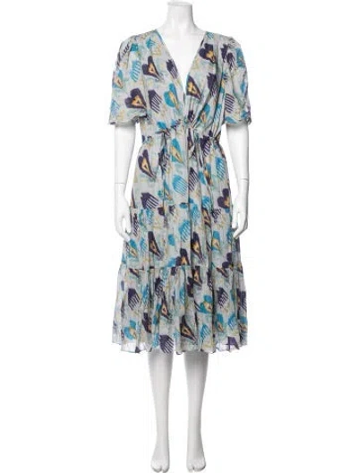Pre-owned Kobi Halperin Printed Midi Length Dress In Blue