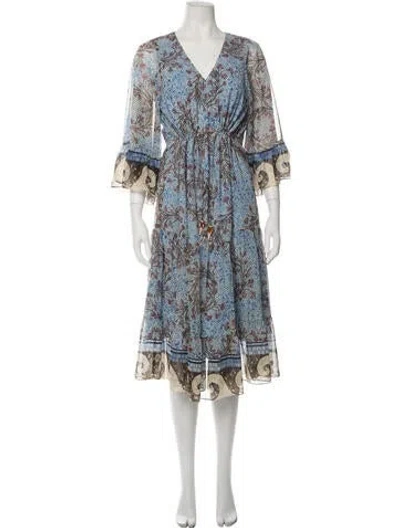 Pre-owned Kobi Halperin Printed Midi Length Dress In Blue