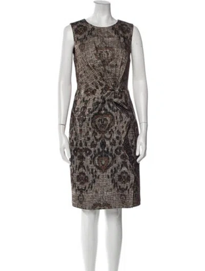 Pre-owned Kobi Halperin Printed Midi Length Dress In Brown