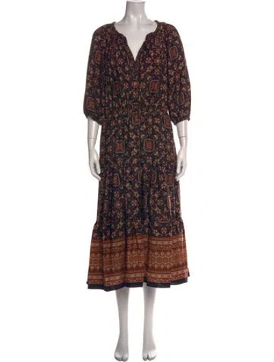 Pre-owned Kobi Halperin Printed Midi Length Dress In Brown