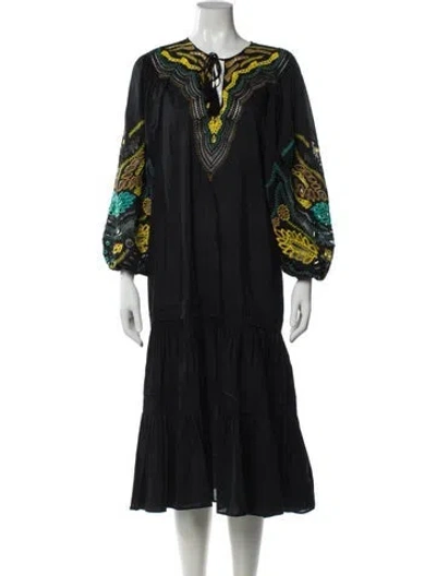 Pre-owned Kobi Halperin Printed Midi Length Dress In Green