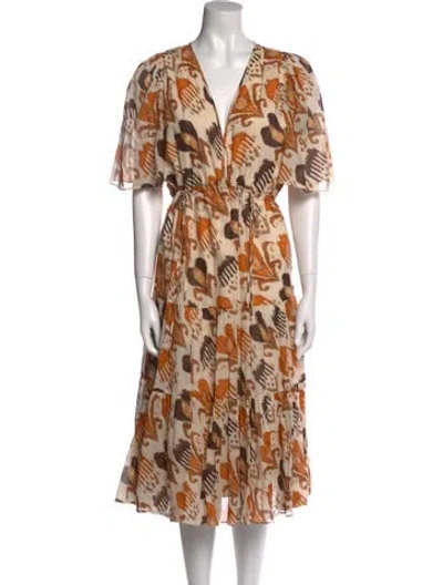 Pre-owned Kobi Halperin Printed Midi Length Dress In Neutral