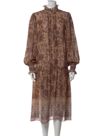 Pre-owned Kobi Halperin Printed Midi Length Dress In Neutral