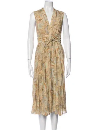 Pre-owned Kobi Halperin Printed Midi Length Dress In Neutral