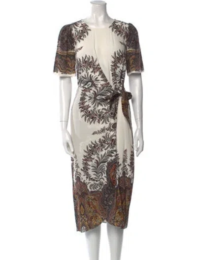Pre-owned Kobi Halperin Printed Midi Length Dress In White