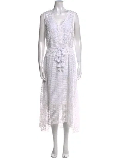 Pre-owned Kobi Halperin Printed Midi Length Dress In White
