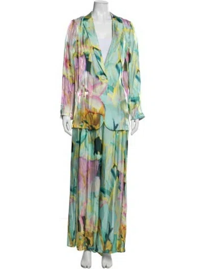 Pre-owned Kobi Halperin Printed Pant Set In Green