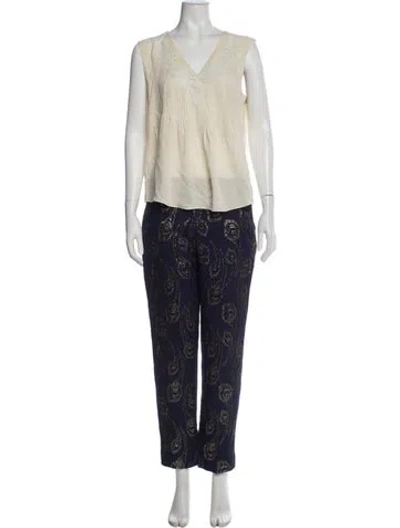 Pre-owned Kobi Halperin Printed Pantsuit In Blue