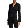 Kobi Halperin Rebekah Womens V-neck Drapey Blouse In Black