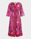 Kobi Halperin Reese Floral-print Cotton Midi Dress In Pink Multi