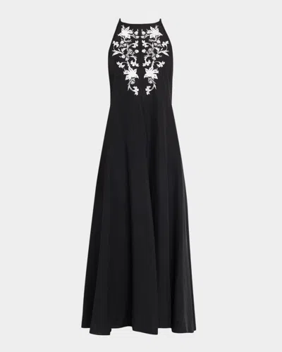 Kobi Halperin Regina Embroidered Maxi Dress In Black