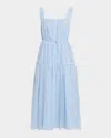 Kobi Halperin Reina Striped Cotton-silk Midi Dress In Blue
