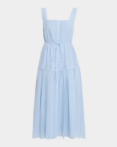 Kobi Halperin Reina Striped Cotton-silk Midi Dress In Blue
