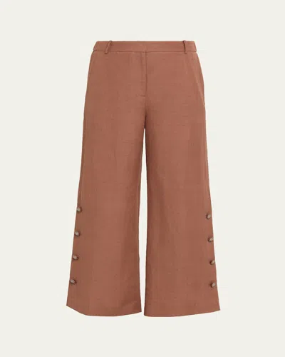 Kobi Halperin Remi Cropped Linen Pants In Brown