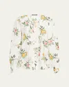 Kobi Halperin Ren Floral-print Cutout Blouse In White