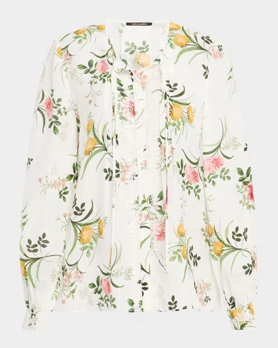 KOBI HALPERIN REN FLORAL-PRINT CUTOUT BLOUSE