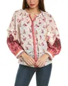 Kobi Halperin Rey Floral-print Button-down Jacquard Blouse In White