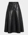 Kobi Halperin Rhea Circle-cut Faux Leather Midi Skirt In Black