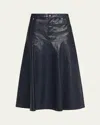 Kobi Halperin Rhea Circle-cut Faux Leather Midi Skirt In Black