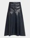 Kobi Halperin Rhea Circle-cut Faux Leather Midi Skirt In Blue