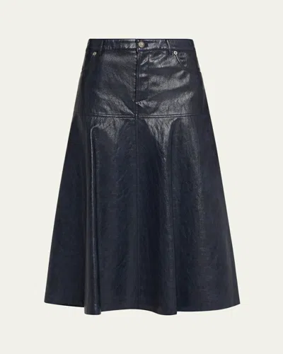 Kobi Halperin Rhea Circle-cut Faux Leather Midi Skirt In Blue