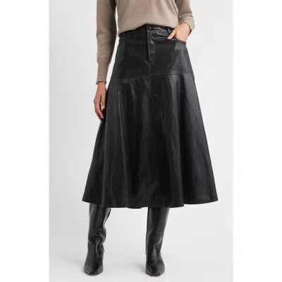 Kobi Halperin Rhea Faux Leather Midi Skirt In Black