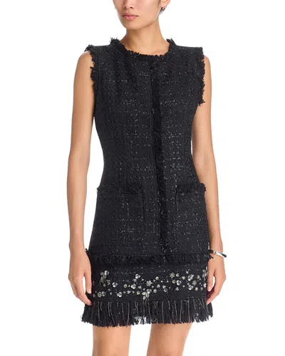 Kobi Halperin Rives Beaded Fringe Trim Dress In Black