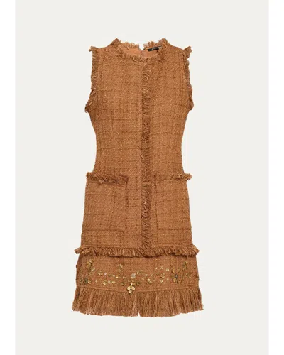Kobi Halperin Rives Sequin-embellished Tweed A-line Mini Dress In White