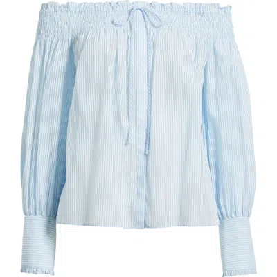 KOBI HALPERIN KOBI HALPERIN ROBIN STRIPE COTTON & SILK OFF THE SHOULDER TOP