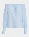 Kobi Halperin Robin Striped Off-shoulder Boxy Blouse In Blue