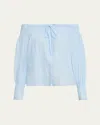 Kobi Halperin Robin Striped Off-shoulder Boxy Blouse In Blue