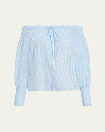 KOBI HALPERIN ROBIN STRIPED OFF-SHOULDER BOXY BLOUSE