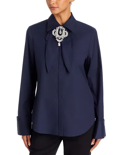 Kobi Halperin Rocco Ruffled Tie Neck Blouse In Blue
