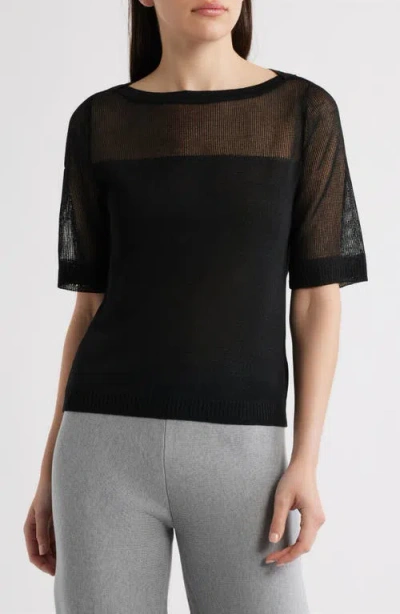 Kobi Halperin Romi Elbow Sleeve Knit Top In Black